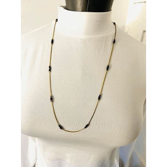 Tiny Purple Beads On Goldfish Chain Vintage Marked KOREA - Picture 1 of 3